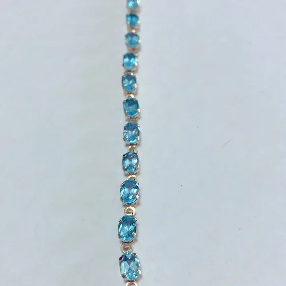 Natural Swiss blue topaz, tennis bracelet - Picture 2 of 7